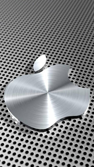 3d Iphone Silver Metal Apple Logo Wallpaper