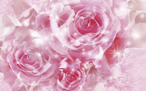 3d Pretty Pink Glittery Roses Wallpaper