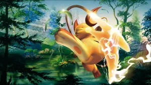 3d Raichu In Forest Wallpaper