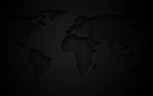 3d World Map Pitch Black Pattern Wallpaper