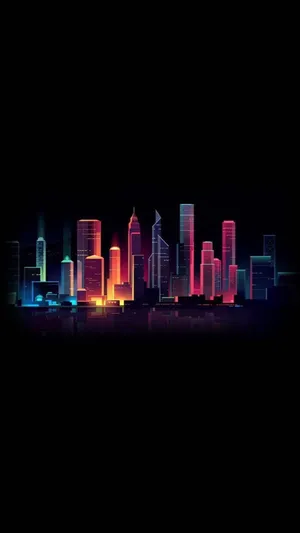 4k Amoled Phone City Skyline Wallpaper