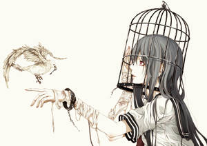 4k Anime Caged Girl Wallpaper