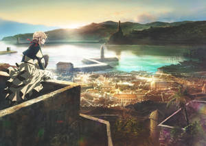 4k Anime Violet City Wallpaper