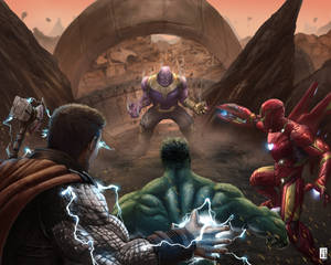 4k Avengers Fighting Thanos Wallpaper