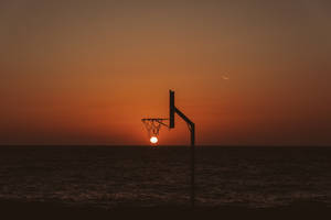 4k Basketball Ring And Sunset Wallpaper