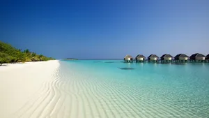 4k Beach With Cabanas Wallpaper