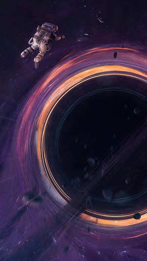 4k Black Hole Astronaut Floating Wallpaper