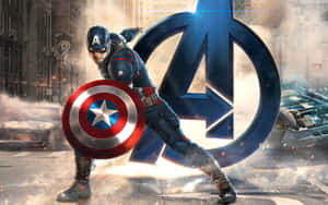 4k Captain America With The Avengers Logo Wallpaper