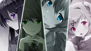 4k Comics Strip Style Ddlc Girls Wallpaper