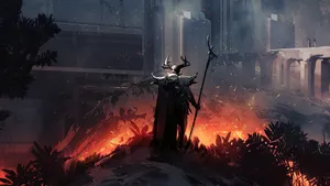4k Devil Standing On Fire Wallpaper