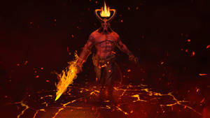 4k Devil With Flaming Sword Wallpaper