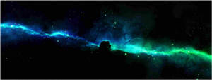 4k Dual Monitor Blue And Green Lights In Outer Space Wallpaper