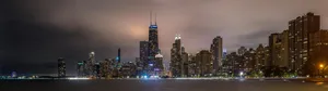 4k Dual Monitor Chicago Skyline At Night Wallpaper