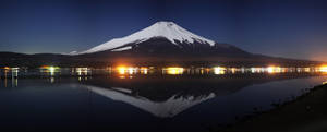 4k Dual Monitor Mount Fuji At Night Wallpaper