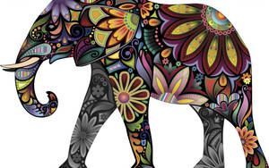 4k Elephant Flower Pattern Art Wallpaper