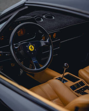 4k Ferrari Interior Close-up Wallpaper