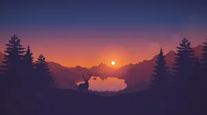 4k Firewatch Deer At Sunset Wallpaper