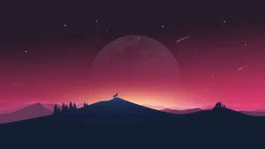 4k Firewatch Howling Wolf Shooting Stars Wallpaper