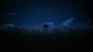 4k Firewatch Tower At Night Wallpaper