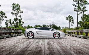 4k Lamborghini Gallardo Silver Wallpaper