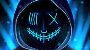 4k Mask Blue Neon Cyberpunk Art Wallpaper