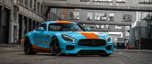 4k Mercedes-benz Blue Orange Wallpaper