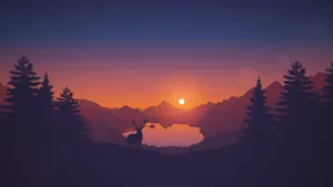 4k Minimal Deer Silhouette Sunset Wallpaper