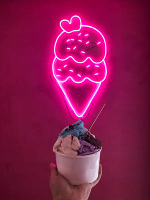 4k Neon Ice Cream Wallpaper
