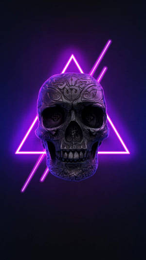 4k Neon Iphone Skull Carving Wallpaper