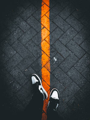 4k Nike Shoes Orange Line Wallpaper