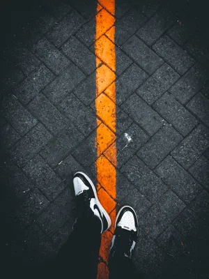 4k Nike Shoes Orange Line Wallpaper