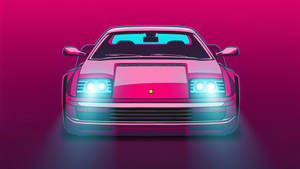 4k Pink Car With Headlights Wallpaper
