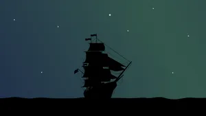 4k Pirate Ship Silhouette Starry Sky Wallpaper