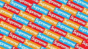 4k Supreme In Yellow Red And Blue Pattern Wallpaper