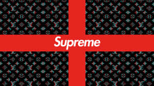 4k Supreme Red Cross And Louis Vuitton Wallpaper