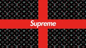 4k Supreme Red Cross And Louis Vuitton Wallpaper