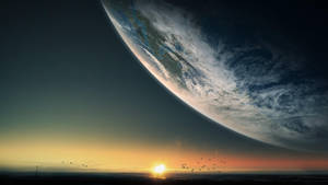 4k Ultra Hd 2160p Planet And Sunrise Wallpaper