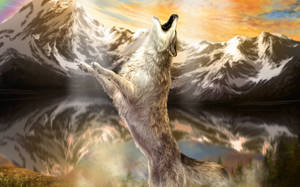 4k Ultra Hd Wolf Howling And Mountains Wallpaper