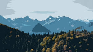 4k Vector Mountain Scenery Wallpaper