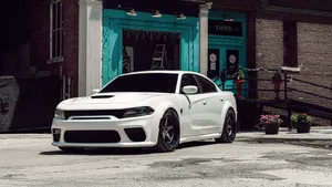 4k White Dodge Hellcat Wallpaper