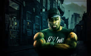 50 Cent Miked Up On Stage Wallpaper