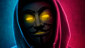 64k Ultra Hd Hacker Mask Glowing Yellow Eyes Wallpaper