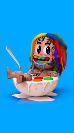 6ix9ine On A Bowl Of Cereal Art Wallpaper
