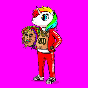 6ix9ine With Rainbow Unicorn Wallpaper