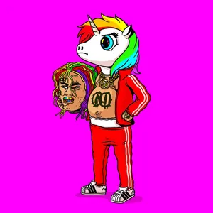 6ix9ine With Rainbow Unicorn Wallpaper