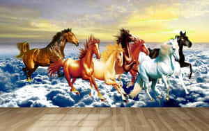 7 Horses Gallop Above The Clouds Wallpaper