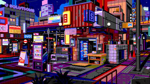 8 Bit Japan Convenience Store Wallpaper