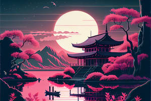 8 Bit Japan Royal Pagoda Wallpaper