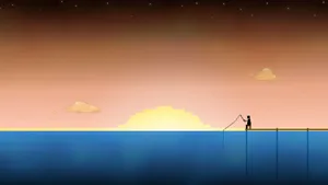8 Bit Minimalist Fishing Wallpaper