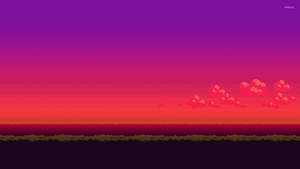 8 Bit Purple Sunset Wallpaper